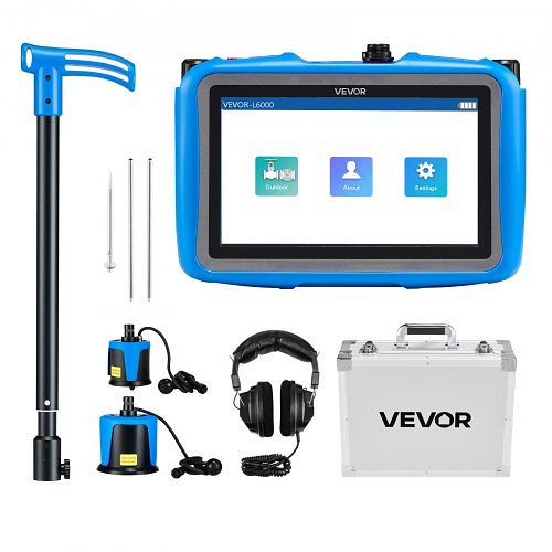 VEVOR Rohr-Wasserleckdetektor, 1-10000 Hz, 7-Zoll-Touchscreen für 5m Rohrleitungen, mit Sensor, Abhörstäben, Kopfhörer & Etui, GDLSJCDWQGDLTJHH3001V9