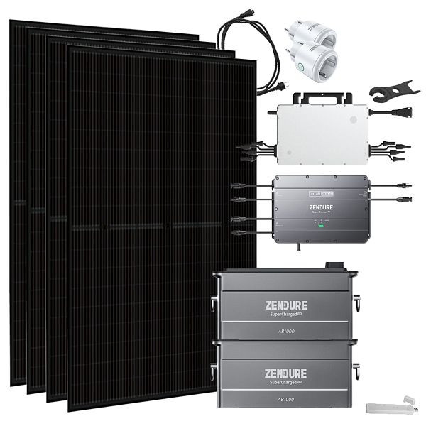 Offgridtec Zendure® Solar-Direct 1,92kWh 1800W HMS-1600-4T Solaranlage Bifazial Hausnetz-Einspeisung, Speicherkapazität: 2x AB1000, 4-01-019405-002