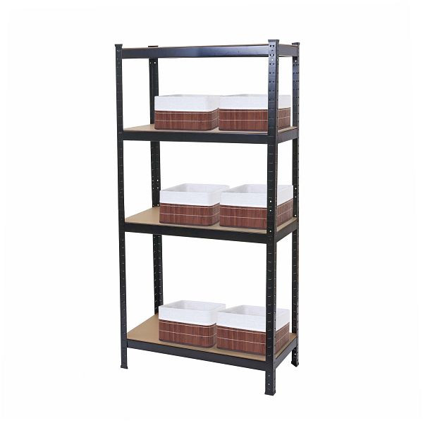 Mendler Schwerlastregal HWC-D67, Werkstattregal, 160x80x40cm Traglast bis 320kg mit 6x Aufbewahrungskorb HWC-C21, schwarz, 64096+6x61223