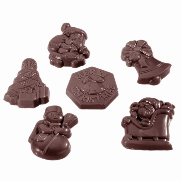 Schneider Schokoladen Form - Weihnachtsfiguren 6 Figuren, 275 x 135 x 24 mm / 43 x 32 x 7 mm, 6 gr, 3 x 6 Stück, 421406