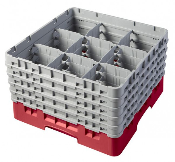 Cambro Spülkorb mit 9 Fächer Camrack® 25,8 cm Rot, 9S958163