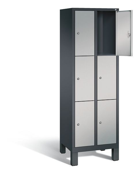 C+P Schließfachschrank Evolo, H1850xB610xT500mm, Farbe: Schwarzgrau / Weißaluminium, 48010-203 S10140