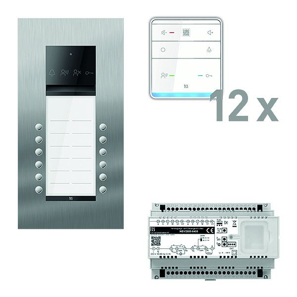 TCS Türkontrollsystem audio: pack PRO 12WE Außenstation ASU 12T UP 12x Freisprecher ISW6010 Steuergerät, PAUF122/005