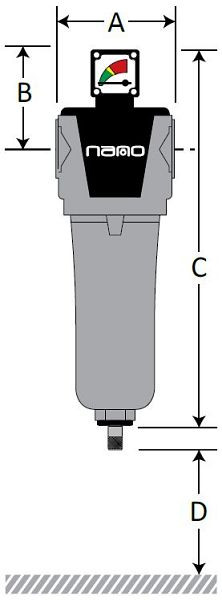 nano Druckluft-Koaleszenzfilter < 1 µ BSPP 1 1/4" Durchflussleistung: 476 Nm³/h, NFB 0280 M1
