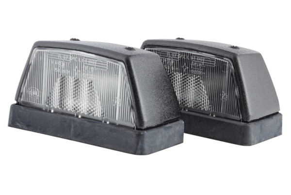 HELLA Kennzeichenleuchte, Halogen, 6/24/12V /Schraubanschluss, ECE/SAE, Lichtscheibenfarbe: glasklar, links/rechts/außen, 2KA 003 389-211