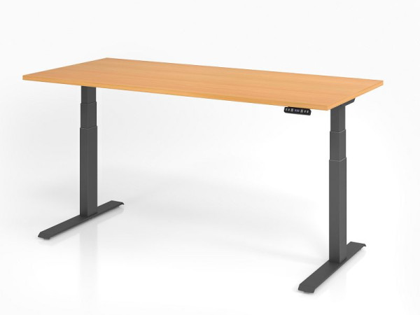Hammerbacher Schreibtisch XDKB19, 180 x 80 cm, Platte: Buche, 25 mm dick, ABS-Dickkante, Rechteckform, Graphit, VXDKB19/6/G