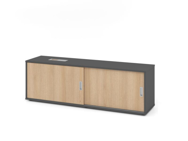 Hammerbacher Sideboard 1751S, 1,5 OH, Graphit / Eiche, 160x40x52cm, 1 verstellbarer Fachboden, XMST, XDSM, XBHM, XB, V1751S/G/E