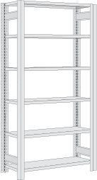 Regalwerk BERT-Standardregal für Lager - Grundfeld HxBxT 2500x1285x600mm mit 6 Stahl-Fachböden, B3-70112-60