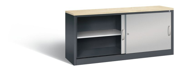 C+P Sideboard mit Schiebetüren Acurado, H720xB1600xT400mm, Farbe: Schwarzgrau / Weißaluminium, Bügelgriff, 2 OH, 5724-00 S10424