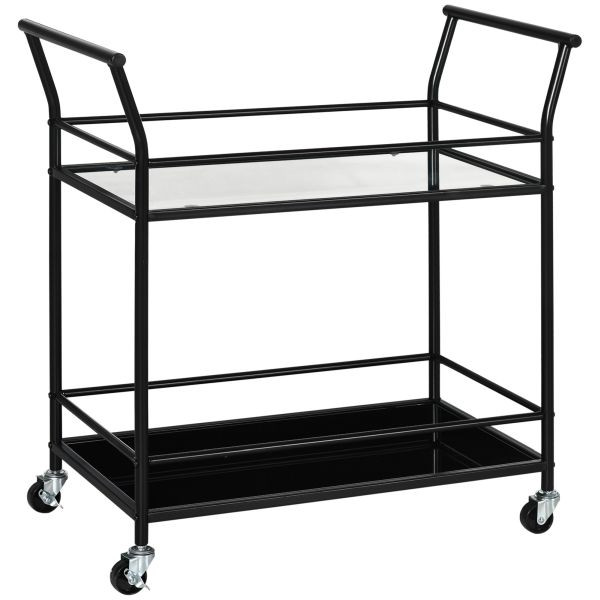 HOMCOM Küchenwagen, mit 2 Ablagen, für Küche, Metall, Schwarz, 75 x 40 x 80 cm, 801-264BK