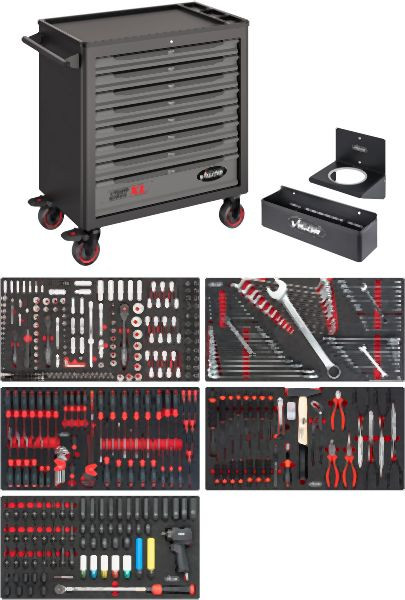 VIGOR Werkstattwagen Series XL, Kunststoff-Arbeitsplatte, mit Sortiment 466-teilig, V4481/466
