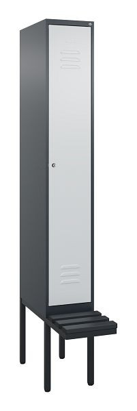 C+P Umkleidespind Classic PLUS, 2120x300x815mm, 7016/7035, Zylinderschloss, je 2 Doppel-Haken, 0800407-10F S10028