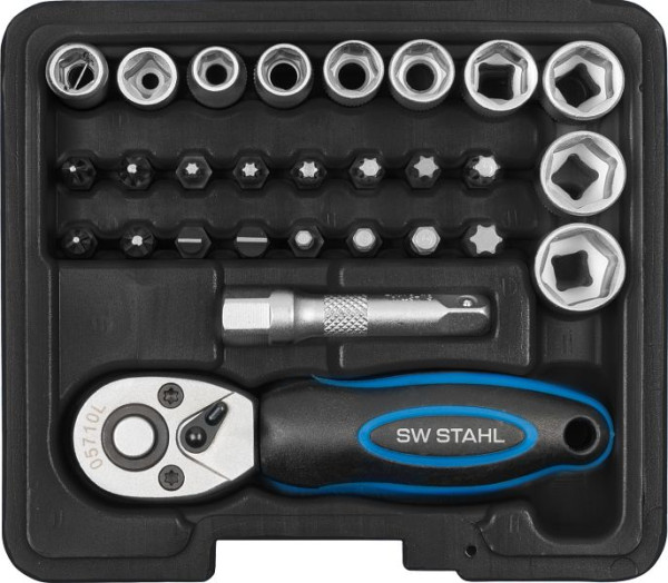 SW-Stahl Steckschlüsselsatz, 1/4", 29-teilig, S2143, 4033592034333