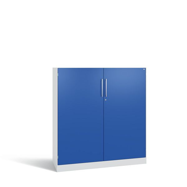 C+P Flügeltürenschrank Asisto, H1310xB1200xT435 mm, Grau/Enzianblau/DBS Hellgrau, 141031-000 S10159