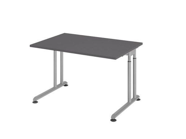 Hammerbacher Schreibtisch C-Fuß 120x80cm Graphit/Silber, VZS12/G/S