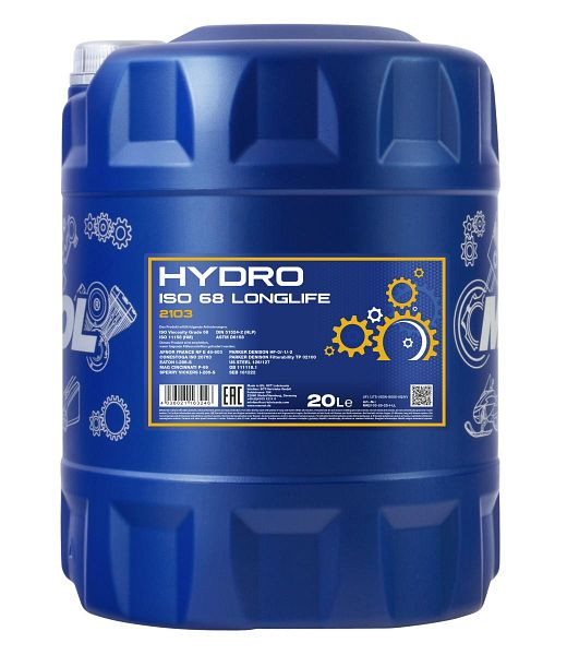 MANNOL Hydrauliköl 2103 Hydro ISO 68 LONGLIFE, VE: 20 l, MN2103-20