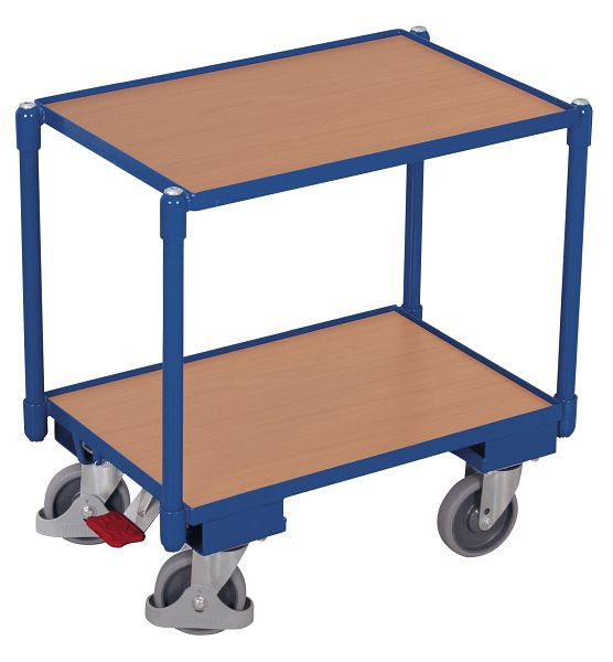 VARIOfit Euro-System-Roller mit 2 Ladeflächen (10 mm Rand), Ladefläche: 605 x 410 mm, RAL 5010 enzianblau, Ladehöhe: 225 / 655 mm, sw-410.540