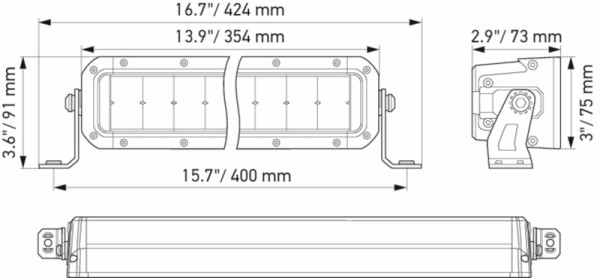 HELLA LED-Fernscheinwerfer, Black Magic Double Row Lightbar 13", 12/24V, 3800lm, doppelte Ausführung, Anbau, ECE-R149, glasklar, 2000mm, 1FJ 358 196-461