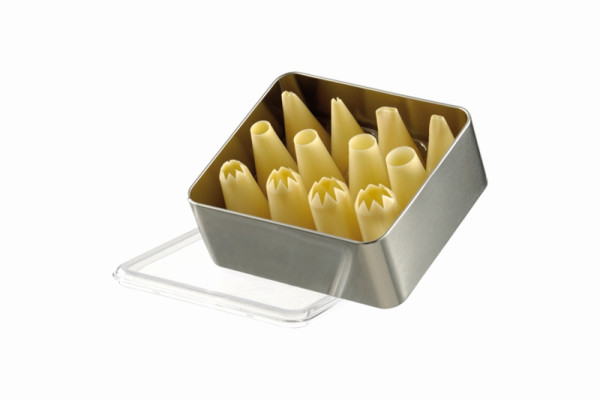Schneider Tüllen Kassette 12-teilig, Polyethylen "groß", 4 Stern-/4 Loch- und 4 Garniertüllen, 196560