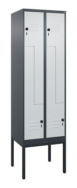 C+P Z-Spind Classic PLUS, Gestell, 4 Abteile, 2120x600x500mm, 7016/7035, Drehriegel, 0800337-204 S10013