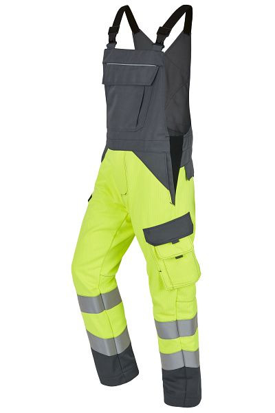 ROFA Latzhose teils 2-lagig 2386, Größe 66, Farbe 381-leuchtgelb-grau, 4552386-381-66
