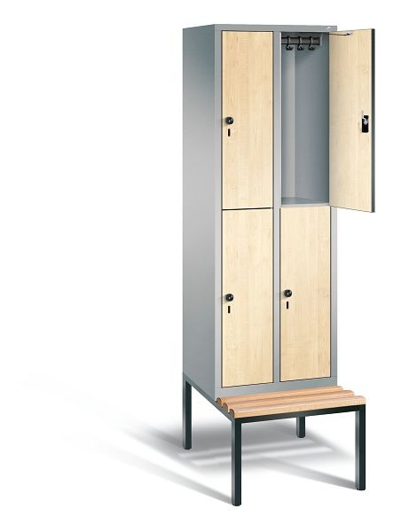 C+P Spind doppelstöckig Evolo, H2090xB610xT815mm, Farbe: Weißaluminium / Dekor Donau-Ahorn, 48350-20 S10314