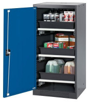 Produktbild von asecos Chemikalienschrank Systema-T CS-53L, Korpus anthrazit, Flügeltüren blau, 3 Tablarauszüge, 208837 asecos Chemikalienschrank Systema-T CS-53L, Korpus anthrazit, Flügeltüren blau, 3 Tablarauszüge, 208837