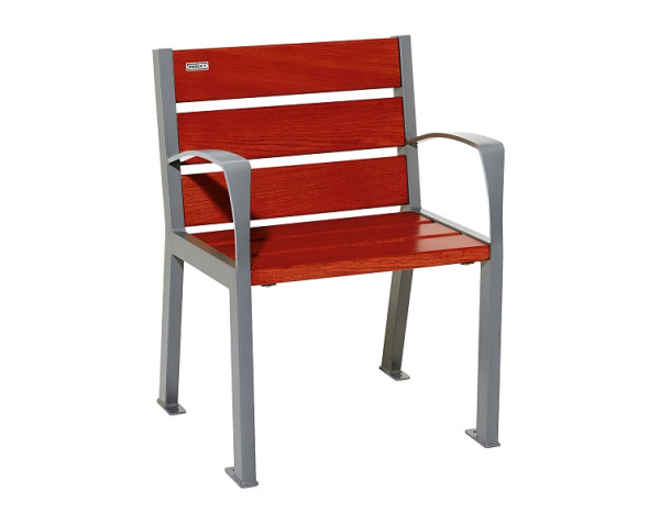 Procity Stuhl Silaos 6 Holzlatten, Mit Armlehne, Holz & Stahl, Mahagoni/Procity Grau, 209610.GPRO.ACAJ