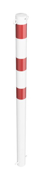 Schake Absperrpfosten Stahlrohr Ø 76 x 2,6 mm ortsfest, zum Einbetonieren feuerverzinkt / weiß beschichtet, 2 Ösen, 476B/2