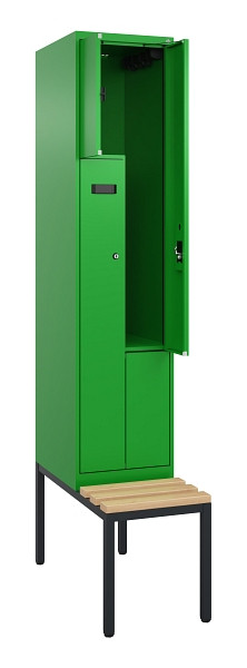 C+P Z-Spind Evolo PLUS, Bank, 2 Fächer, 2120x400x815mm, 6037/6037, Zylinderschloss, Sitzfläche Buche-Hartholz, Sitzbank, 0490537-122 S10053
