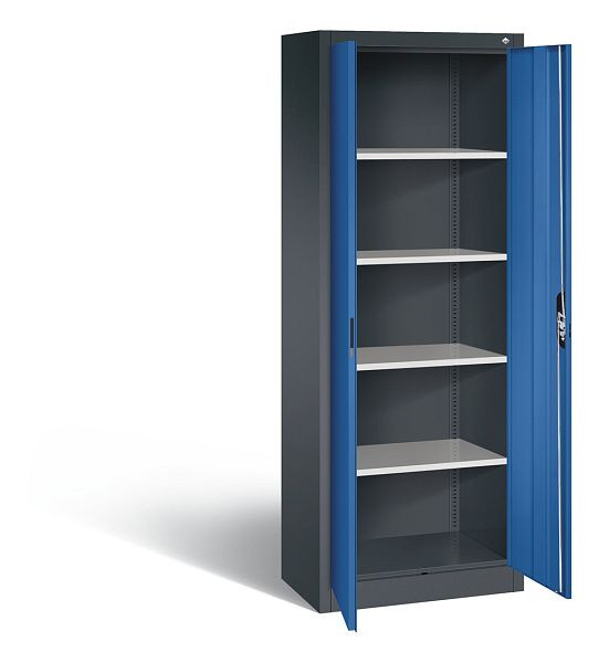 C+P Büroschrank Acurado, H1950xB700xT400mm, Farbe: Schwarzgrau / Enzianblau, Muldengriff, 5 OH, 9236-000 S10463