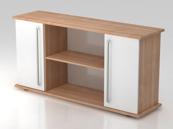 Hammerbacher Sideboard 2 Türen 166cm Chromgriff Nussbaum/Weiß, 166,1x44,8x84 cm (BxTxH), VSB2T/N/W/CE