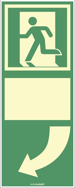 Moedel Türgriffhinterlegung links, ISO 7010, Kunststoff, nachleuchtend, 160-mcd, 100x250 mm, 61056