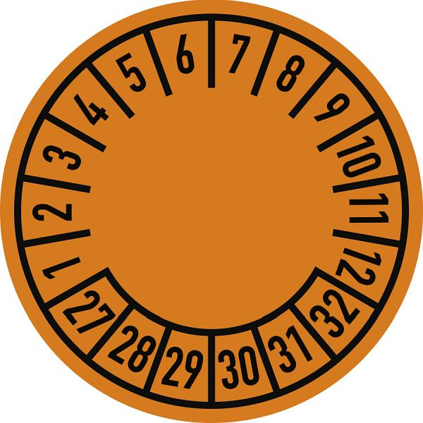 Moedel Prüfplakette Standard 2027 - 2032, Folie, Ø 30 mm, VE: 500 Stück/Rolle, 108197