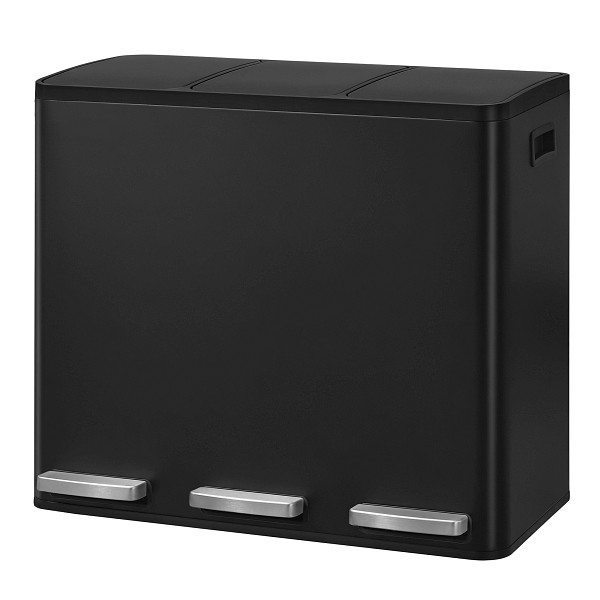 SONGMICS Mülleimer, Schwarz, 62x35,3x54 cm, LTB254BZ02