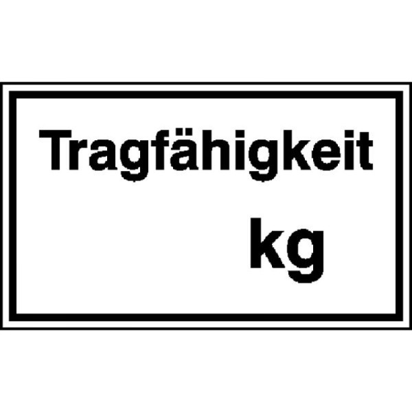 Stein HGS Hinweisschild zur Betriebskennzeichnung, Tragfähigkeit kg, 200x150mm/Folie, selbstklebend, 21.9716