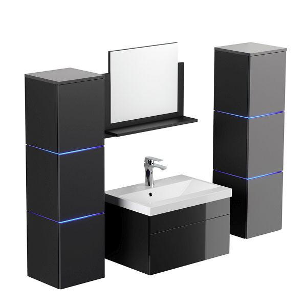 HOME DELUXE Badezimmermöbel WANGEROOGE - XL Schwarz, 8446