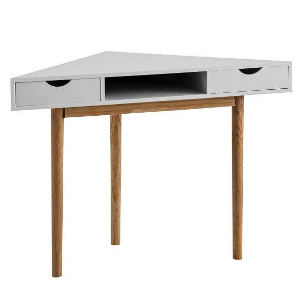 Wohnling Eckschreibtisch 80x80x78cm Weiß Schreibtisch mit Schubladen, Büro Ecktisch Laptoptisch Arbeitszimmer Holzbeine, WL7.219