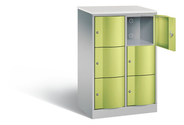 C+P Schließfachschrank Resisto, H1255xB772xT540mm, Farbe: Weißaluminium / Viridingrün, 8573-272 S10469