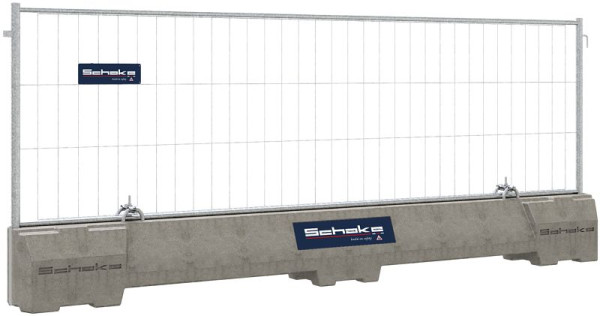 Schake Betonleitschwelle SET bestehend aus: 1 x Betonleitschwelle (Art.-Nr. 3F1035), 1 x Mobilzaun 1,20 x 3,50 m (Art.-Nr. 3B1236H), 3F1035-SET2P