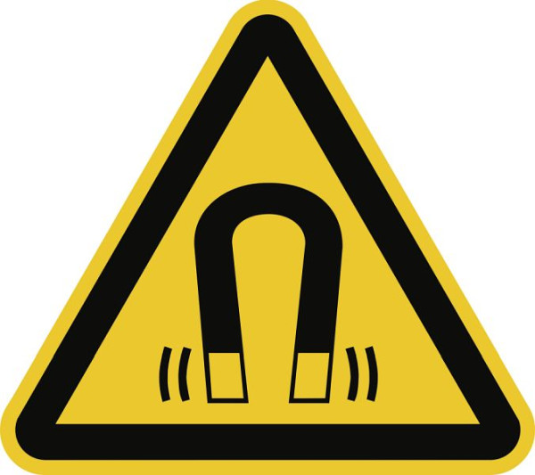 Moedel Warnung vor magnetischem Feld ISO 7010, Folie, 50 mm Seitenlänge, VE: 6 Stück/Bogen, 98729