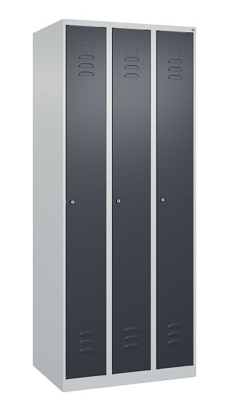 C+P Umkleidespind Classic PLUS, 3 Abteile, 1850x750x500mm, 7035/7016, Zylinderschlösser, 080000-39 S10015