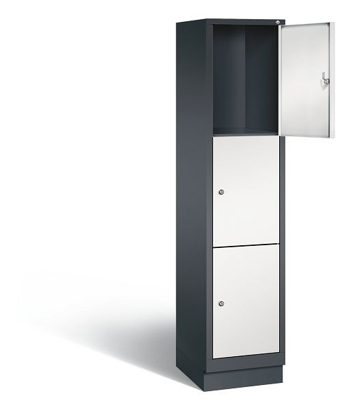 C+P Schließfachschrank Evolo, H1800xB420xT500mm, Farbe: Schwarzgrau / Lichtgrau, 48020-123 S10064