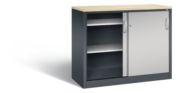 C+P Sideboard mit Schiebetüren Acurado, H1000xB1200xT500mm, Farbe: Schwarzgrau / Weißaluminium, Bügelgriff, 2056-00 S10140