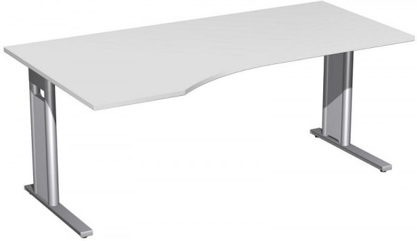 geramöbel PC-Schreibtisch links starr, C Fuß Blende optional, 1800x1000x720, Lichtgrau/Silber, N-648306-LS