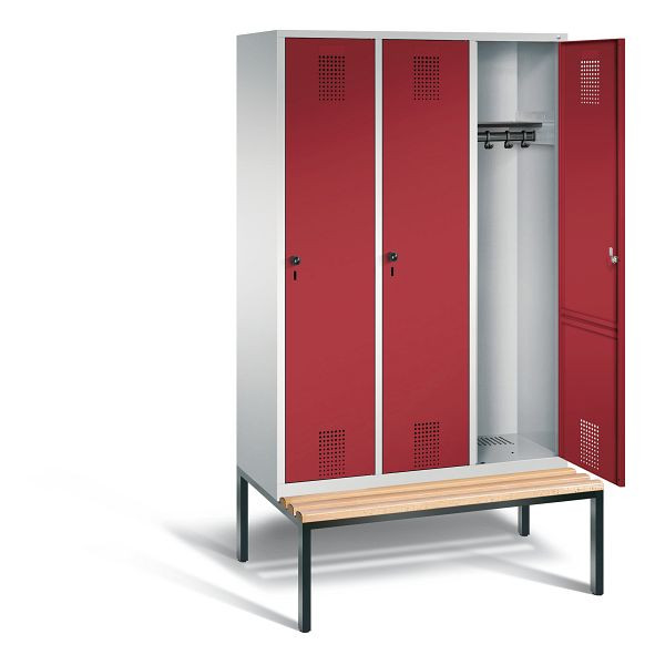 C+P Garderobenschrank Evolo, H2090xB1200xT815mm, Farbe: Lichtgrau / Rubinrot, 48050-32 S10011