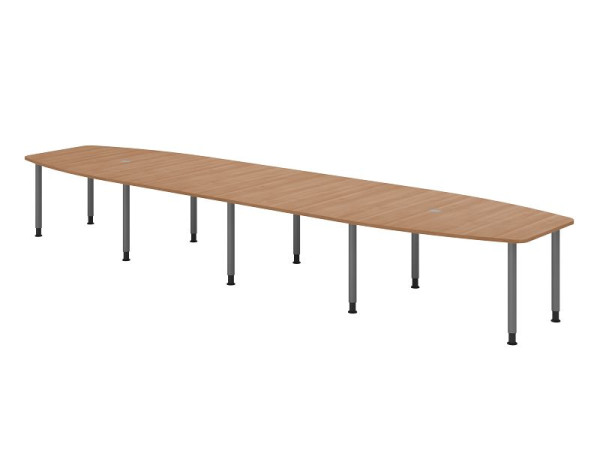 Hammerbacher Konferenztisch KT52C, 520 x 130 cm, Platte: Nussbaum, 25mm dick, Zehn-Fuß-Gestell graphit, Rundrohr 6 cm, Arbeitshöhe 72-74 cm, VKT52C/N/G