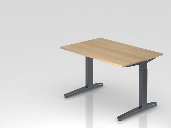 Hammerbacher Schreibtisch C-Fuß 120x80cm Eiche/Graphit, Rechteckform, VXB12/E/GG