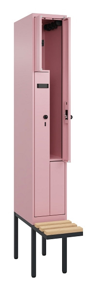 C+P Z-Spind Evolo PLUS, Bank, 2 Fächer, 2120x300x815mm, 3015/3015, Drehriegel, Sitzfläche Holz, 0490437-102 S10026