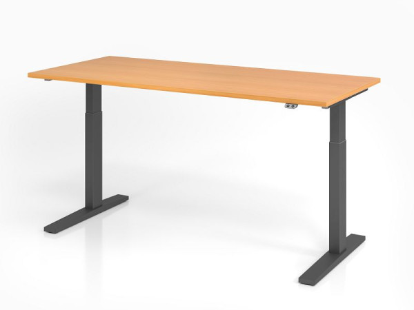 Hammerbacher Schreibtisch XMKA19, 180 x 80 cm, Platte: Buche, 25 mm dick, ABS-Dickkante, Rechteckform, Graphit, VXMKA19/6/G